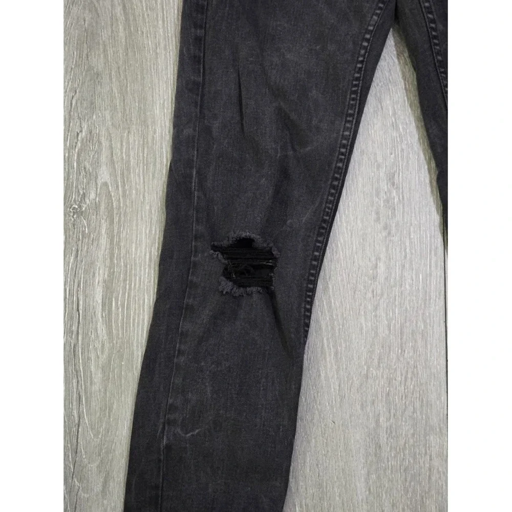 Calvin Klein Jeans Women's Ankle Skinny Black‎ Distressed Denim Size 2 Stretch
